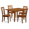 Pemberly Row 5-Piece Wood Dining Set with Wood Chairs in Saddle Brown
