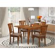 Pemberly Row 5-Piece Wood Dining Set with Cushioned Chairs in Saddle Brown