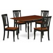 Pemberly Row 5-Piece Wood Dining Set with Drop Leaf in Black/Cherry