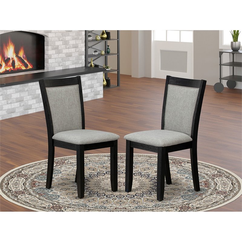 Pemberly Row Set of 2 Dining Chairs with Black and Shitake Gray Finish