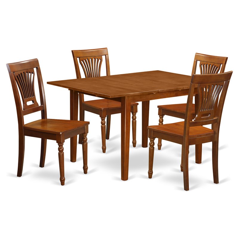 Pemberly Row 5-Piece Wood Dining Set with Butterfly Leaf in Saddle Brown