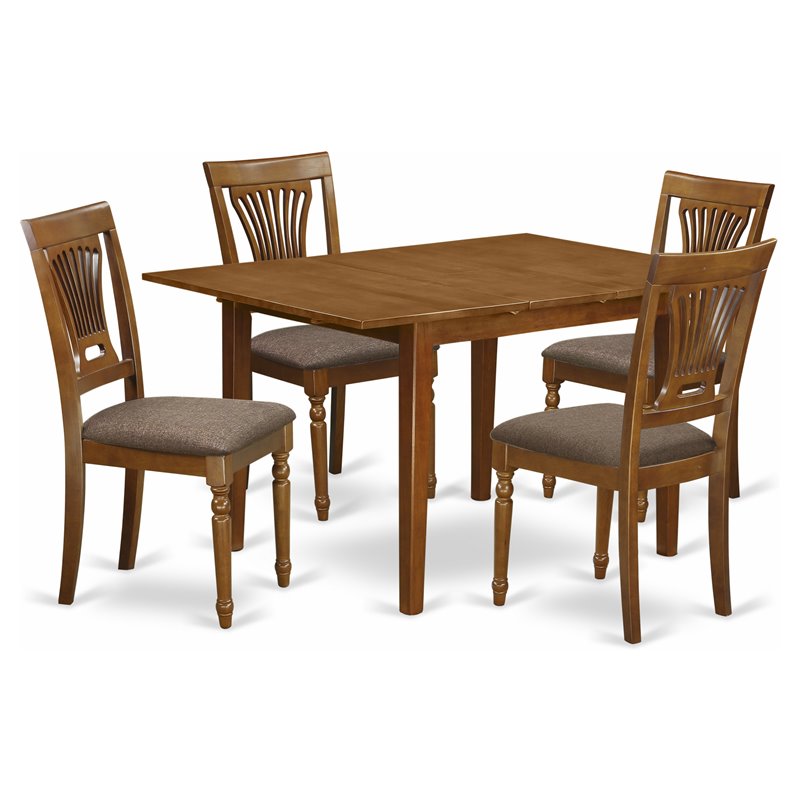 Pemberly Row 5-Piece Wood Dining Set with Butterfly Leaf in Saddle Brown