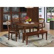 Pemberly Row 6-Piece Wooden Dining Set with Butterfly Leaf in Mahogany
