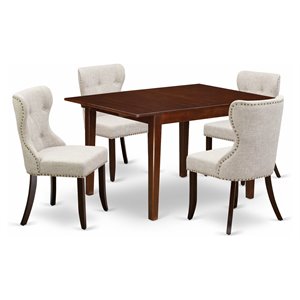 Pemberly Row 5-Piece Dining Set with Butterfly Leaf in Mahogany