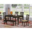 Pemberly Row 6-Piece Rectangular Wood Dining Set with Bench in Cappuccino