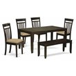 Pemberly Row 6-Piece Rectangular Wood Dining Set with Bench in Cappuccino