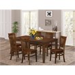 Pemberly Row 7-Piece Rubberwood Dining Set with Slat Back Chairs in Espresso