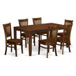 Pemberly Row 7-Piece Rubberwood Dining Set with Slat Back Chairs in Espresso