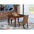 Pemberly Row 3-Piece Mahogany Wood Dining Set with Brown Beige Chairs
