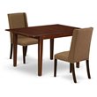Pemberly Row 3-Piece Mahogany Wood Dining Set with Brown Beige Chairs