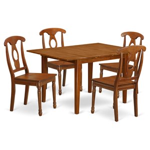 Pemberly Row 5-Piece Wood Kitchen Table Set in Saddle Brown with Butterfly Leaf