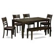 Pemberly Row 6-Piece Dining Set with Faux Leather Chairs in Cappuccino