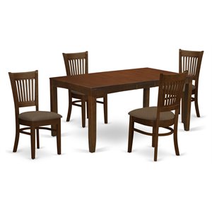 Pemberly Row 5-Piece Wood Dining Set with Slat Back Chairs in Espresso