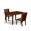 Pemberly Row 3-Piece Mahogany Wood Dining Set with Faux Leather Chairs