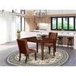 Pemberly Row 3-Piece Mahogany Wood Dining Set with Faux Leather Chairs