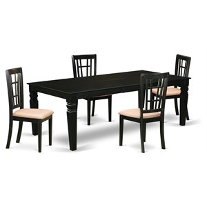 Pemberly Row 5-Piece Wood Kitchen Set with Extension Leaf in Black