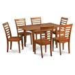 Pemberly Row 7-Piece Wood Dinette Set with Butterfly Leaf in Saddle Brown