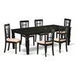 Pemberly Row 7-Piece Dining Set with Fabric Seat in Black Finish