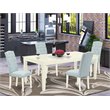 Pemberly Row 5-Piece Wood Dining Set in Linen White and Baby Blue