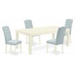 Pemberly Row 5-Piece Wood Dining Set in Linen White and Baby Blue