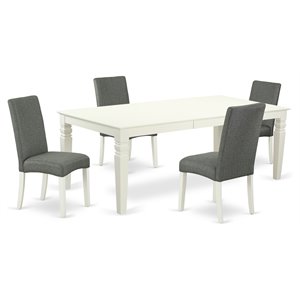Pemberly Row 5-Piece Wood Dining Set in Linen White/Gray