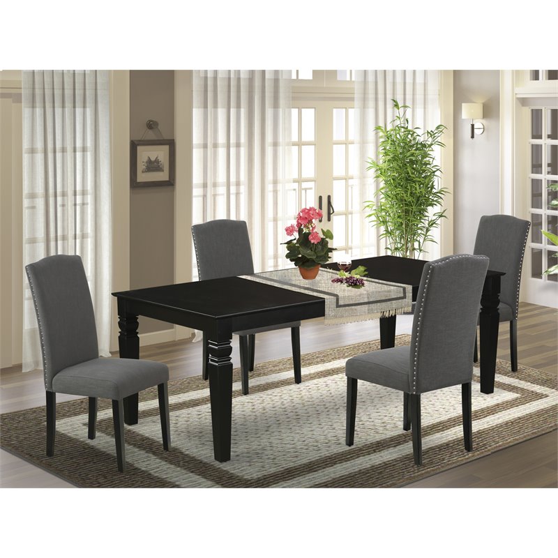 Pemberly Row 5-Piece Wood Dining Set in Black/Dark Gotham Gray