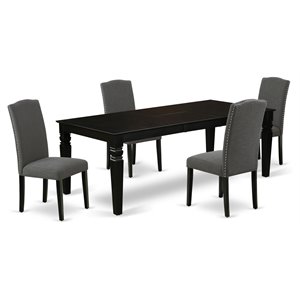 Pemberly Row 5-Piece Wood Dining Set in Black/Dark Gotham Gray