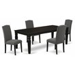 Pemberly Row 5-Piece Wood Dining Set in Black/Dark Gotham Gray