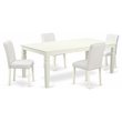 Pemberly Row 5-Piece Wood Dining Set with PU Leather Chair in White