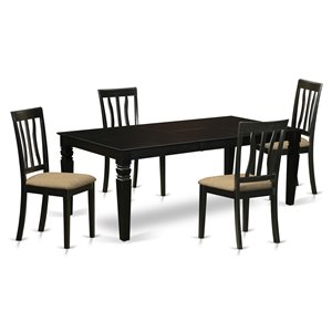 pemberly row 5-piece wood dining set with linen seats in black finish