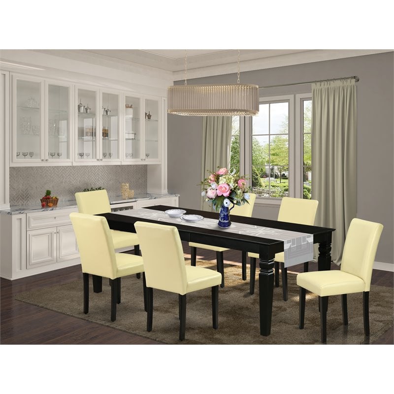 Pemberly Row 7-Piece Wood Kitchen Set with Black and Eggnog Finish