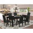 Pemberly Row 7-Piece Wood Dining Set with Leather Seats in Black