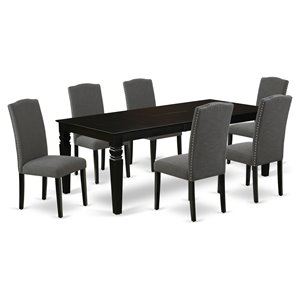 Pemberly Row 7-Piece Wood Dining Set in Black and Dark Gotham Gray