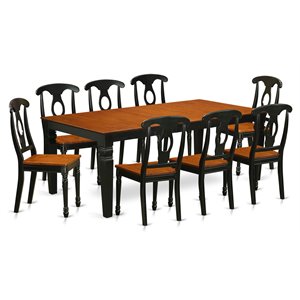 Pemberly Row 9-Pc Wood Dining Room Set with Butterfly Leaf in Black/Cherry