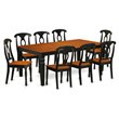 Pemberly Row 9-Pc Wood Dining Room Set with Butterfly Leaf in Black/Cherry