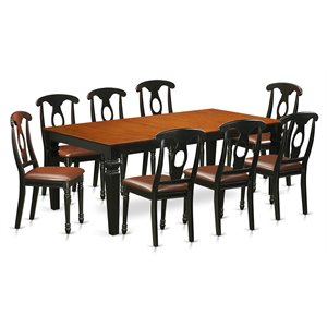 Pemberly Row 9-Pc Wood Dining Set with Butterfly Leaf in Black and Cherry