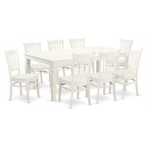 Pemberly Row 9-Pc Wood Dining Room Set with Extension Leaf in Linen White
