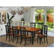 Pemberly Row 9-Piece Hardwood Dining Table Set with Leaf in Black and Cherry