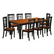 Pemberly Row 9-Piece Hardwood Dining Table Set with Leaf in Black and Cherry