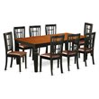 Pemberly Row 9-Piece Wood Dining Table Set with Leaf in Black and Cherry