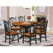 Pemberly Row 7-Piece Oval Dining Set with Solid Pedestal in Black & Cherry