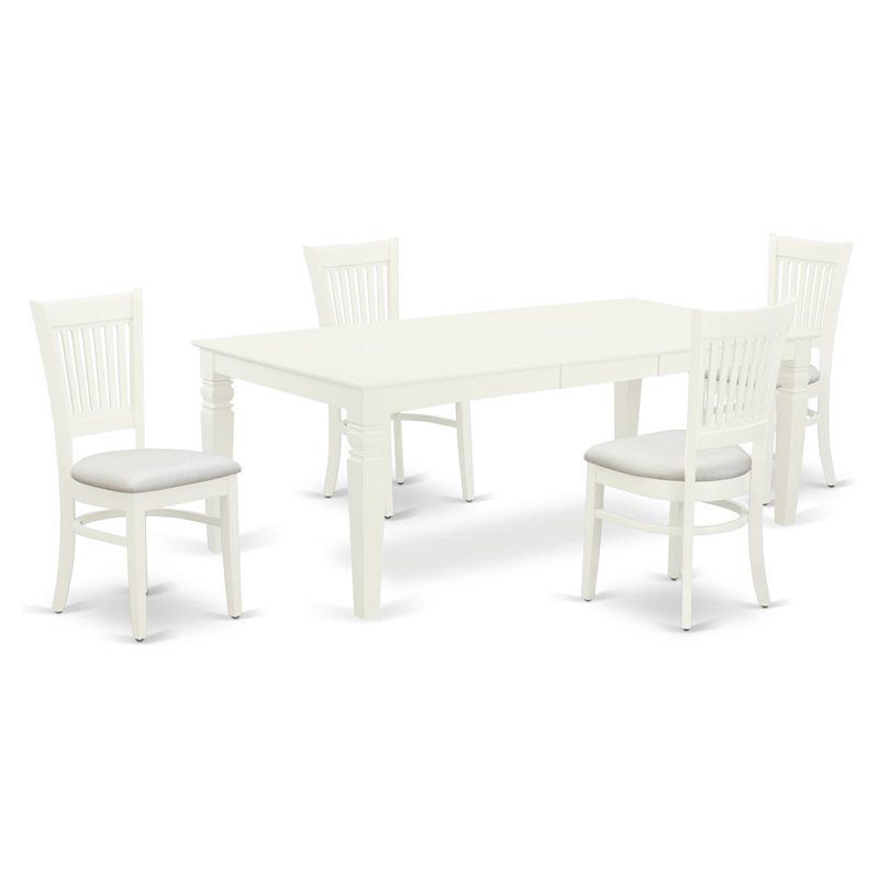 Pemberly Row 5-Piece Rubber Wood Dining Set with Butterfly Leaf in White
