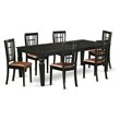 Pemberly Row 7-Piece Dining Set with Faux Leather Seat in Black Finish