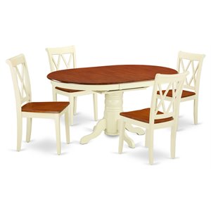Pemberly Row 5-Piece Rectangular Dining Set with X-Back Chairs in Cherry