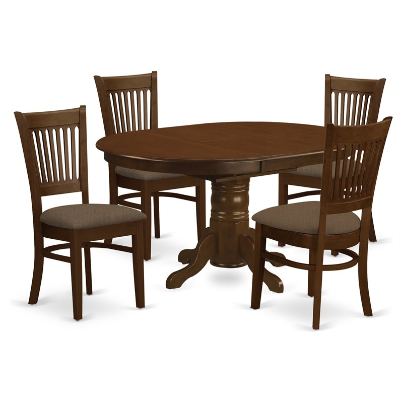 Pemberly Row 5-Piece Oval Dining Set with Espresso Finish and Linen Seats