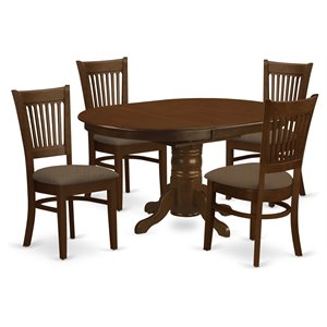 Pemberly Row 5-Piece Oval Dining Set with Espresso Finish and Linen Seats