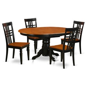 Pemberly Row 5-Piece Oval Dining Room Table Set in Black/Cherry