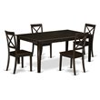 Pemberly Row 5-Piece Wood Dining Set with Butterfly Leaf in Cappuccino