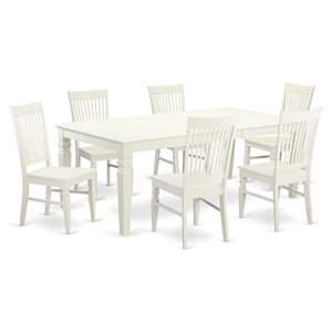 Pemberly Row 7-Piece Solid Wood Dining Set with Extension in Linen White