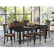 Pemberly Row 7-Piece Dining Set with Faux Leather Chairs in High Sheen Black